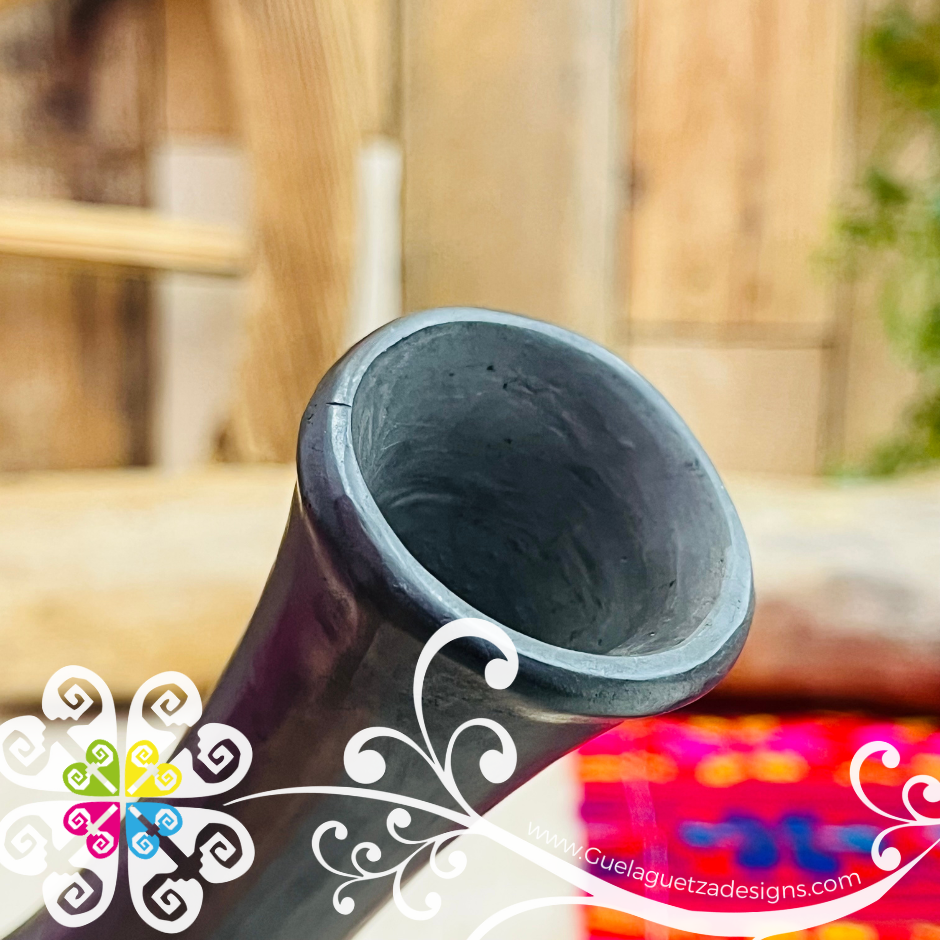 Small Flamingo Black Clay Vase - Barro Negro Oaxaca