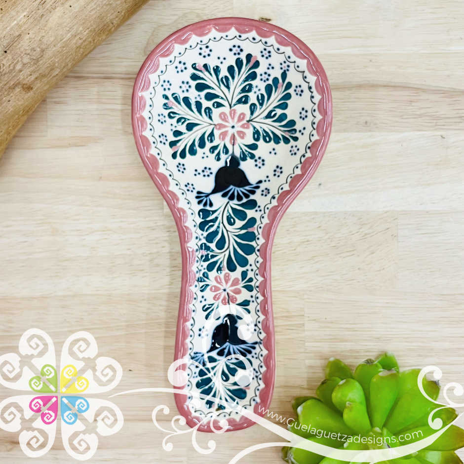 Pink Hummingbird Spoon Rest - Barro Alta Temperatura - Spoon Rest
