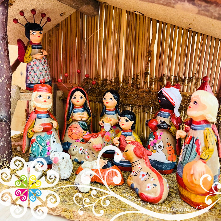 Multicolor Clay Nativity Set - Nacimiento Navideno