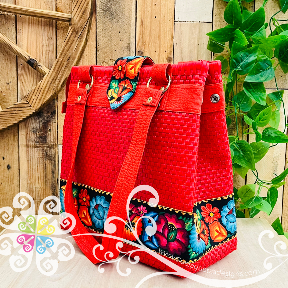 Medium Flor de Tehuana Mexican Purse - Bolsa de Plastico Tejido