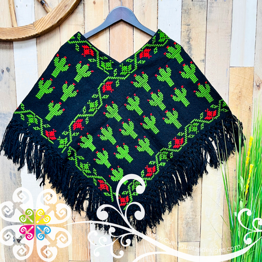 Cactus Design Embroider Poncho - Mañanita