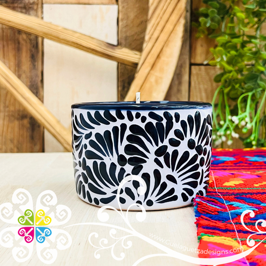 Large Tazon Black Talavera Candle - Artisan Candles