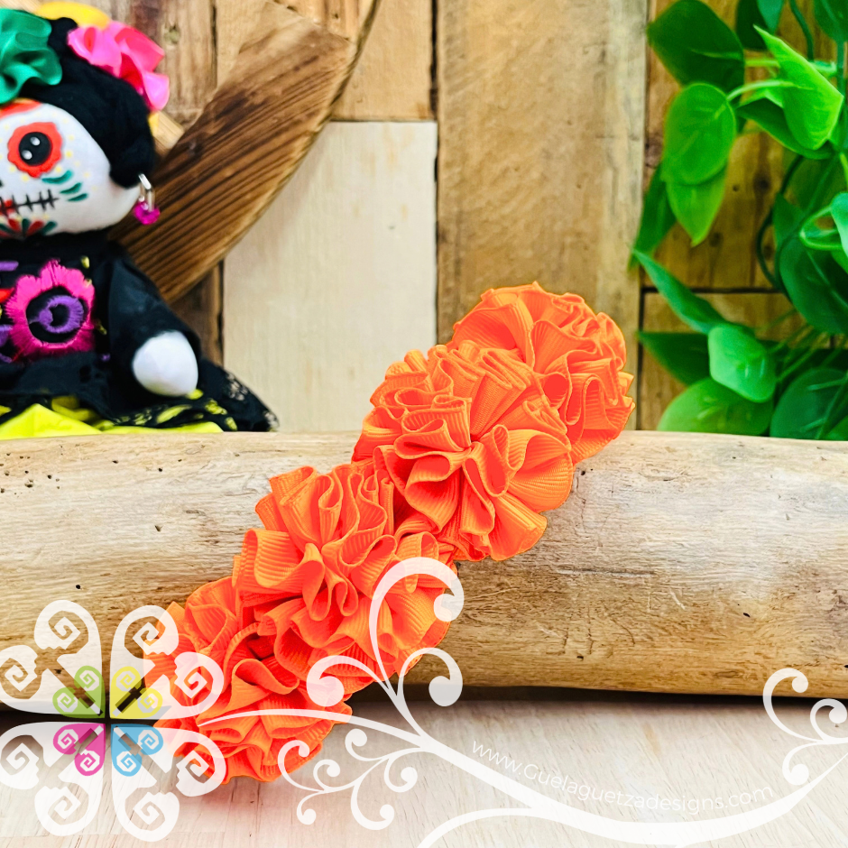 Orange Catrina Ribbon Flower Headband - Folkloric Headband