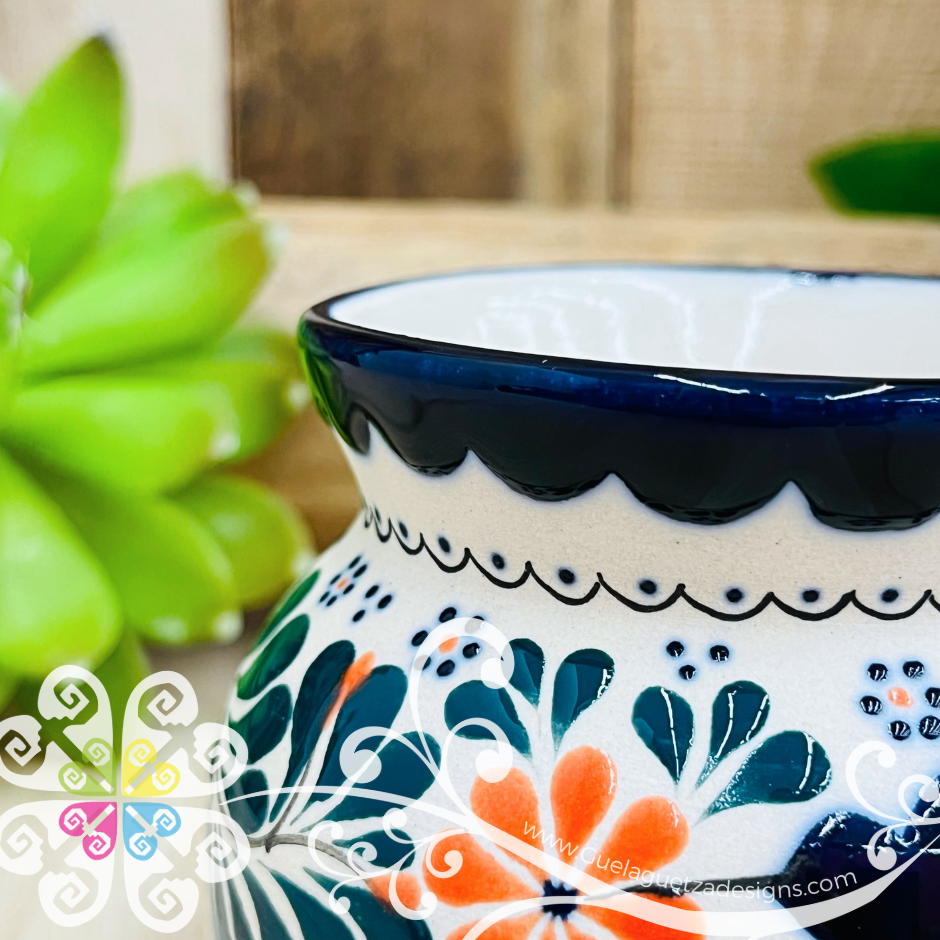 Small Navy / Orange Colibri Taza Ponchera Colibri - Barro Alta Temperatura - Single Clay Mug