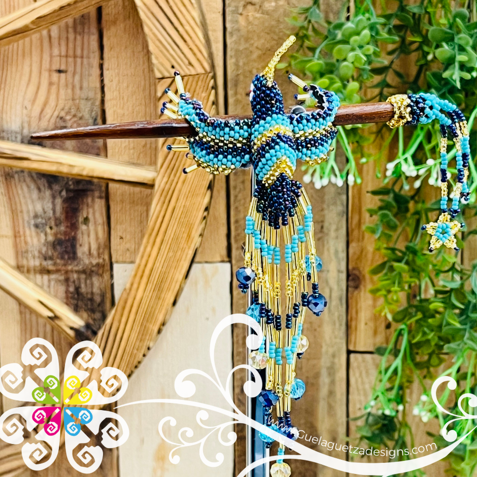 Hummingbird Beaded Hair Brooch