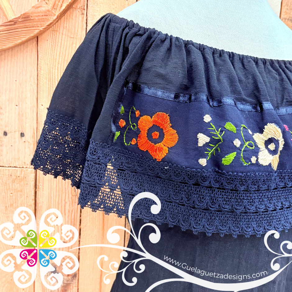 Black Campesina Embroider - Women Top