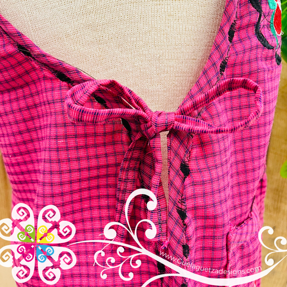 Fuchsia Escapulario Embroider Apron - Mandil Artesanal