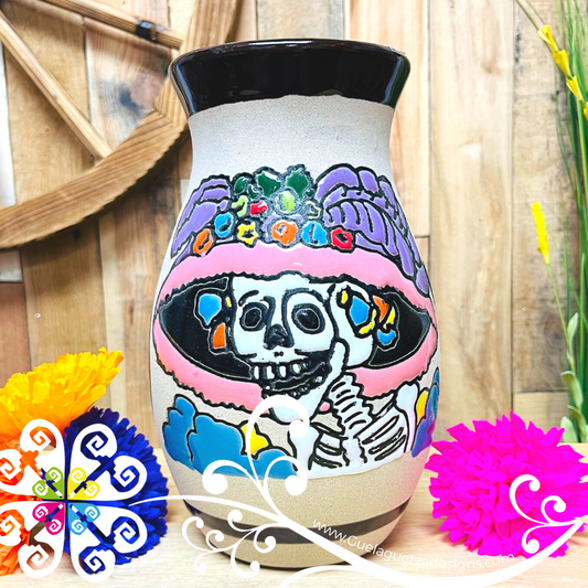 Brown Catrina Ovulo Vase - Mexican Home Décor