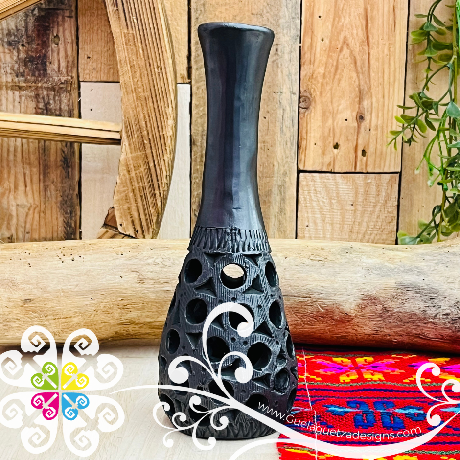 Small Flamingo Black Clay Vase - Barro Negro Oaxaca