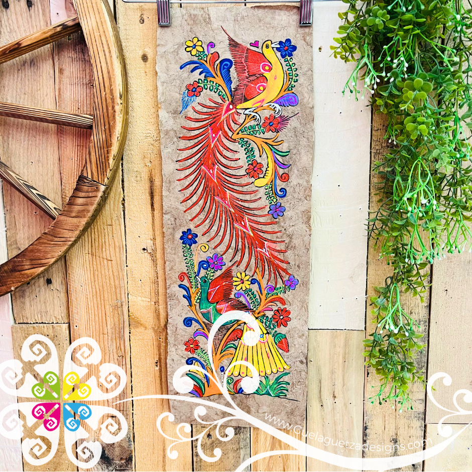 Long Medium Fall Colors Fauna Designs - Amate Paintings