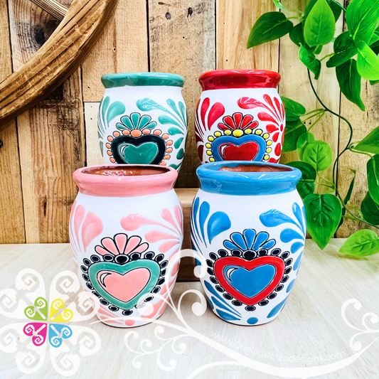 Set of Corazon Espiga Plumeado Cantarito Cup - Set Clay Cantarito