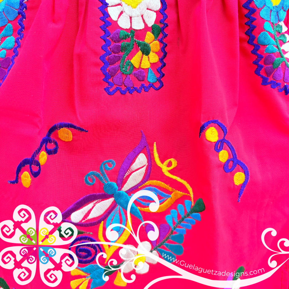 Fuchsia Vestido Tehuacan Nina - Tehuacan Children Dress
