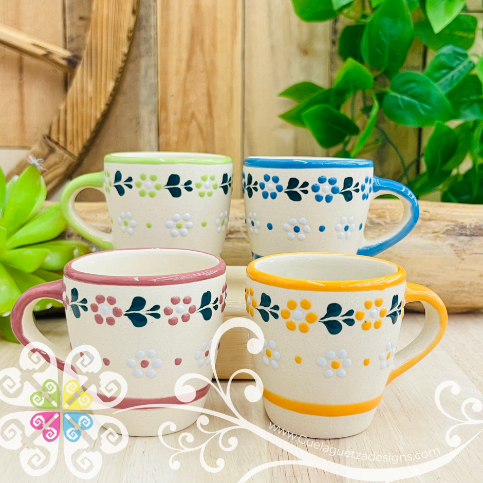 Set of 4 Mini Taza Cono Tequilero - Barro Alta Temperatura - Set of 4 Shot Glasses