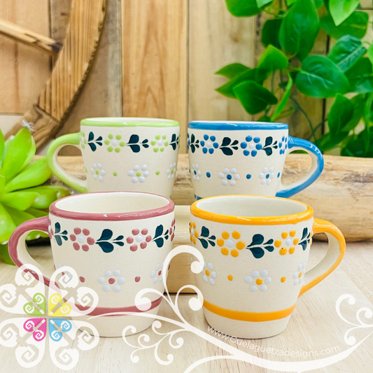 Set of 4 Mini Taza Cono Tequilero - Barro Alta Temperatura - Set of 4 Shot Glasses