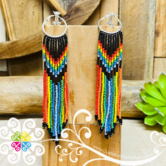 Round Long Cascade Beaded Earrings - Pride Collection
