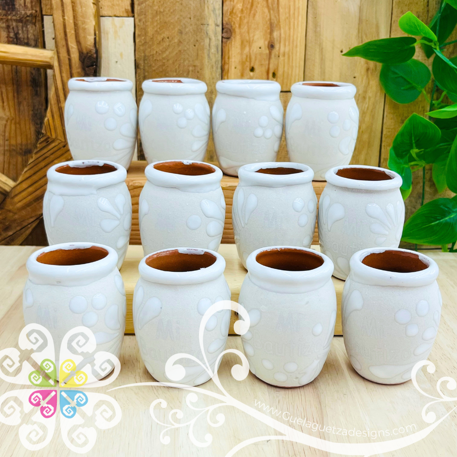 Mi Bautizo - White Espiga Tequilero Barrilito Set - Clay Tequilero Set