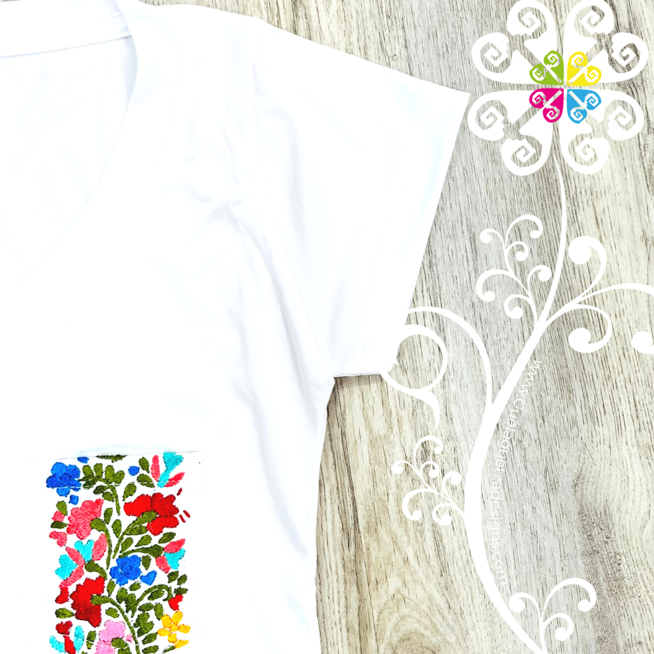 White San Antonino Embroider Women Tee - Pocket Embroider