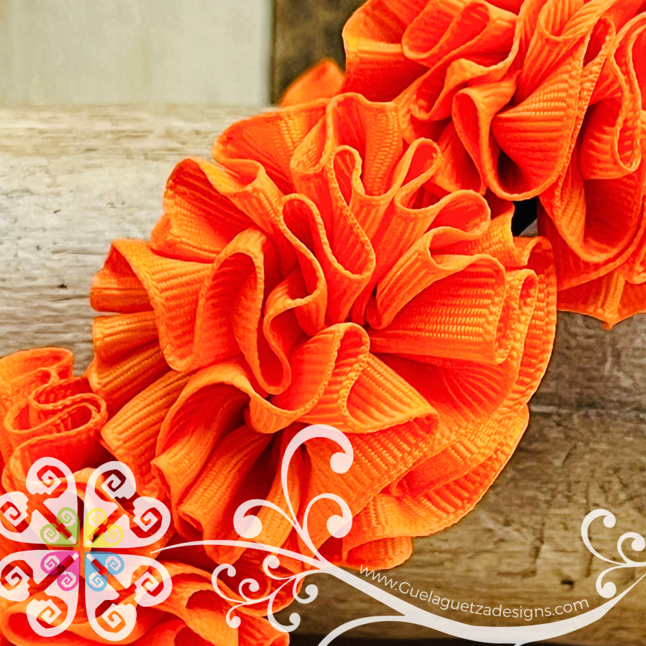 Orange Catrina Ribbon Flower Headband - Folkloric Headband