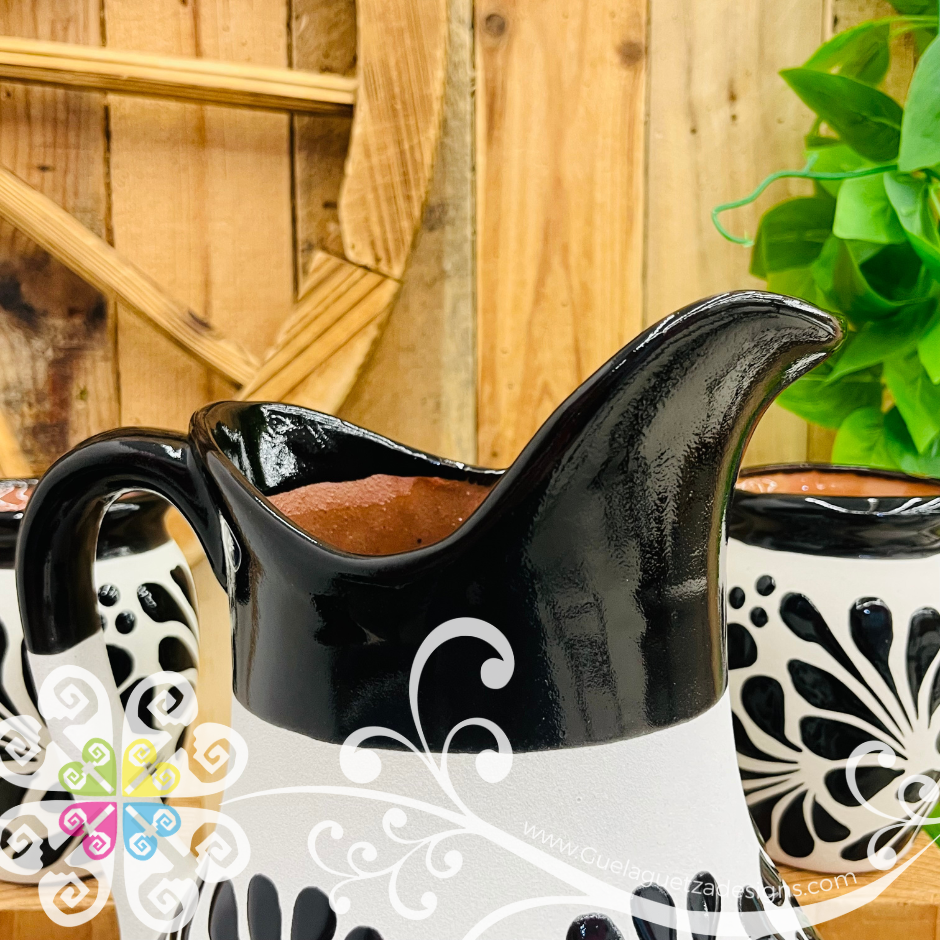 Black with Engobe Espiga Pato Pitcher Set - 4 Cantaritos