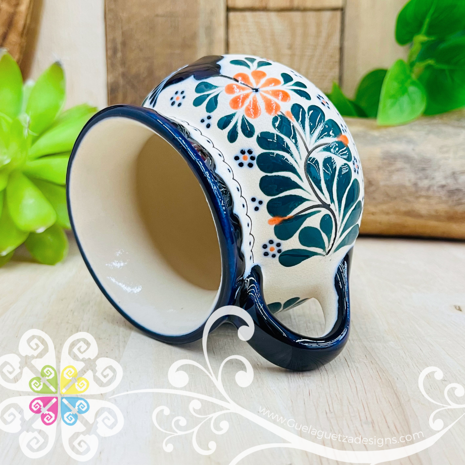 Small Navy / Orange Colibri Taza Ponchera Colibri - Barro Alta Temperatura - Single Clay Mug