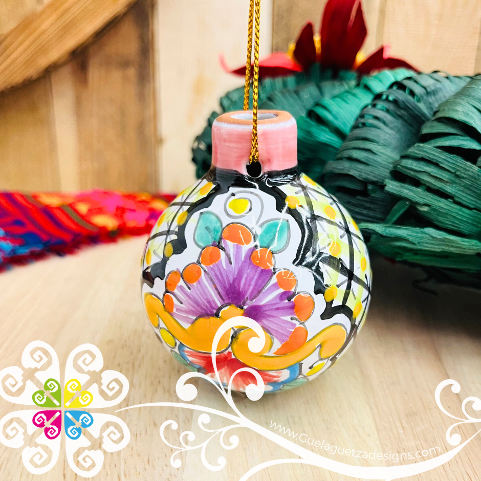 Floral Puebla Ornaments - Talavera Christmas Ornaments