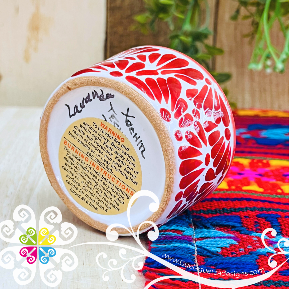 Small Red Talavera Candle - Artisan Candles