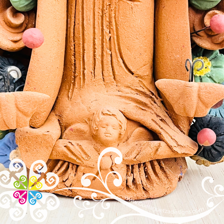 Large Colores Virgen de Guadalupe Home Decor - Barro Metepec