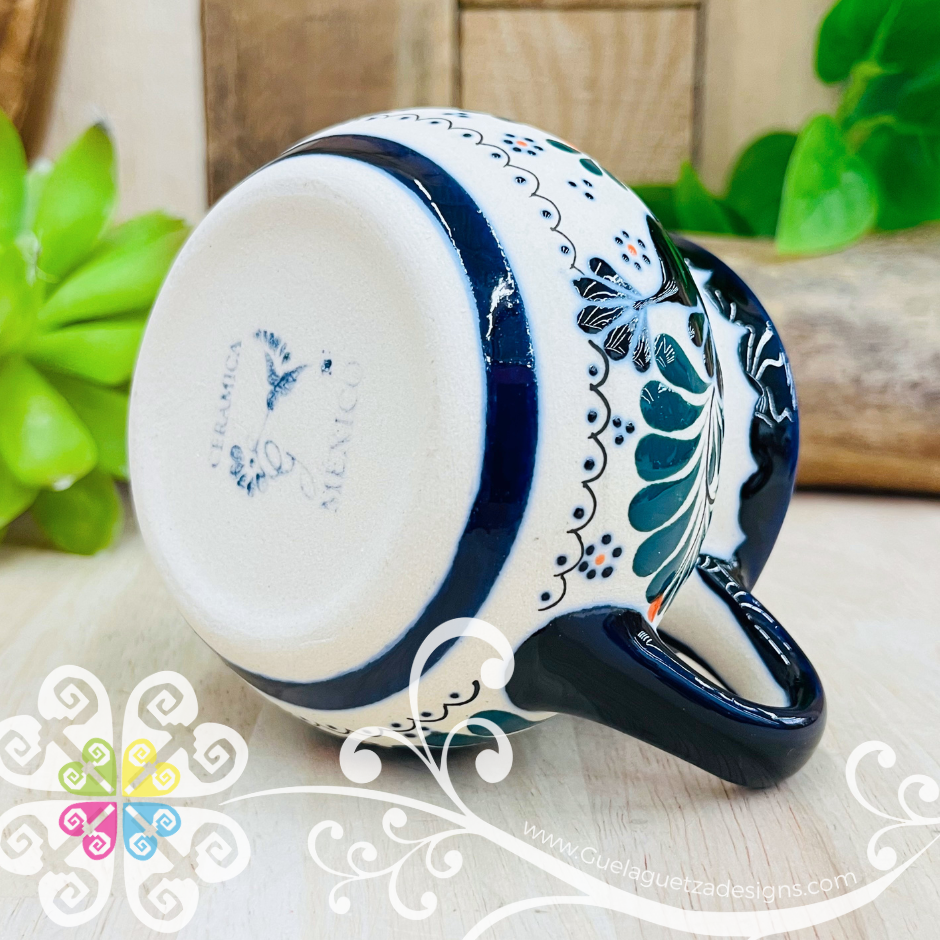 Small Navy / Orange Colibri Taza Ponchera Colibri - Barro Alta Temperatura - Single Clay Mug