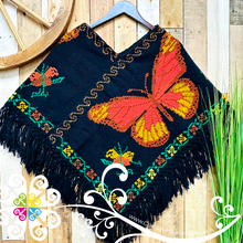 Butterfly Design Embroider Poncho - Mañanita