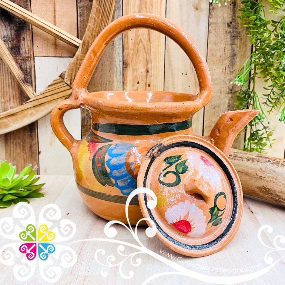 Medium Flor Clay Tea Pot - Mexican Clay Kitchen