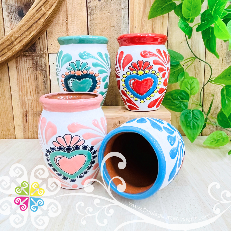 Set of Corazon Espiga Plumeado Cantarito Cup - Set Clay Cantarito