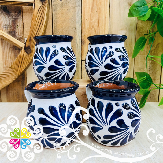 Set of Cobalt Blue Espiga Clay Mugs - Set Taza Barro