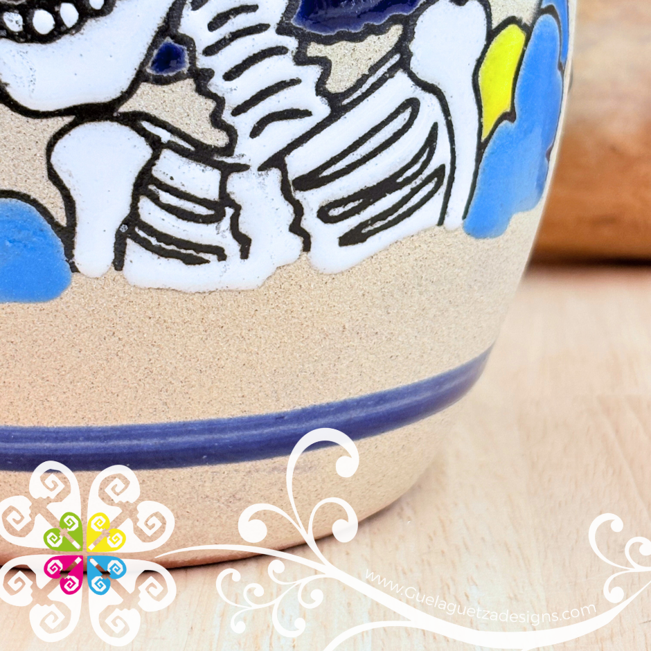 Navy Blue Catrina Ovulo Vase - Mexican Home Décor