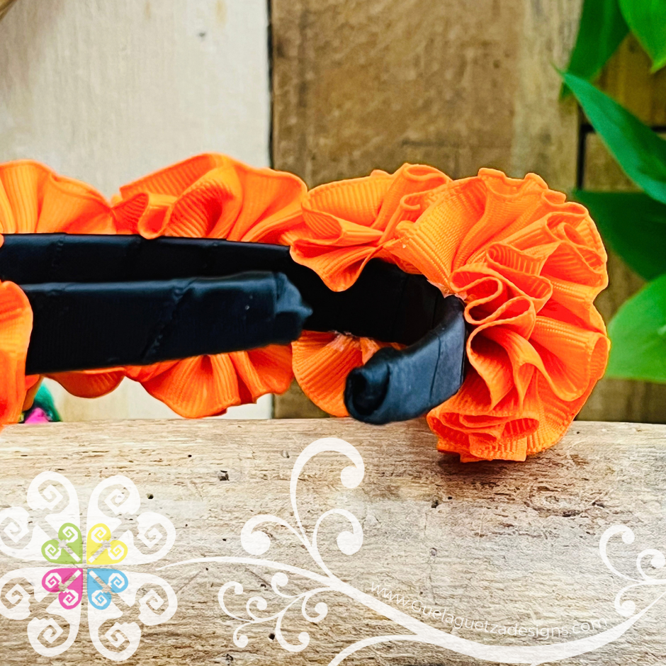Orange Catrina Ribbon Flower Headband - Folkloric Headband