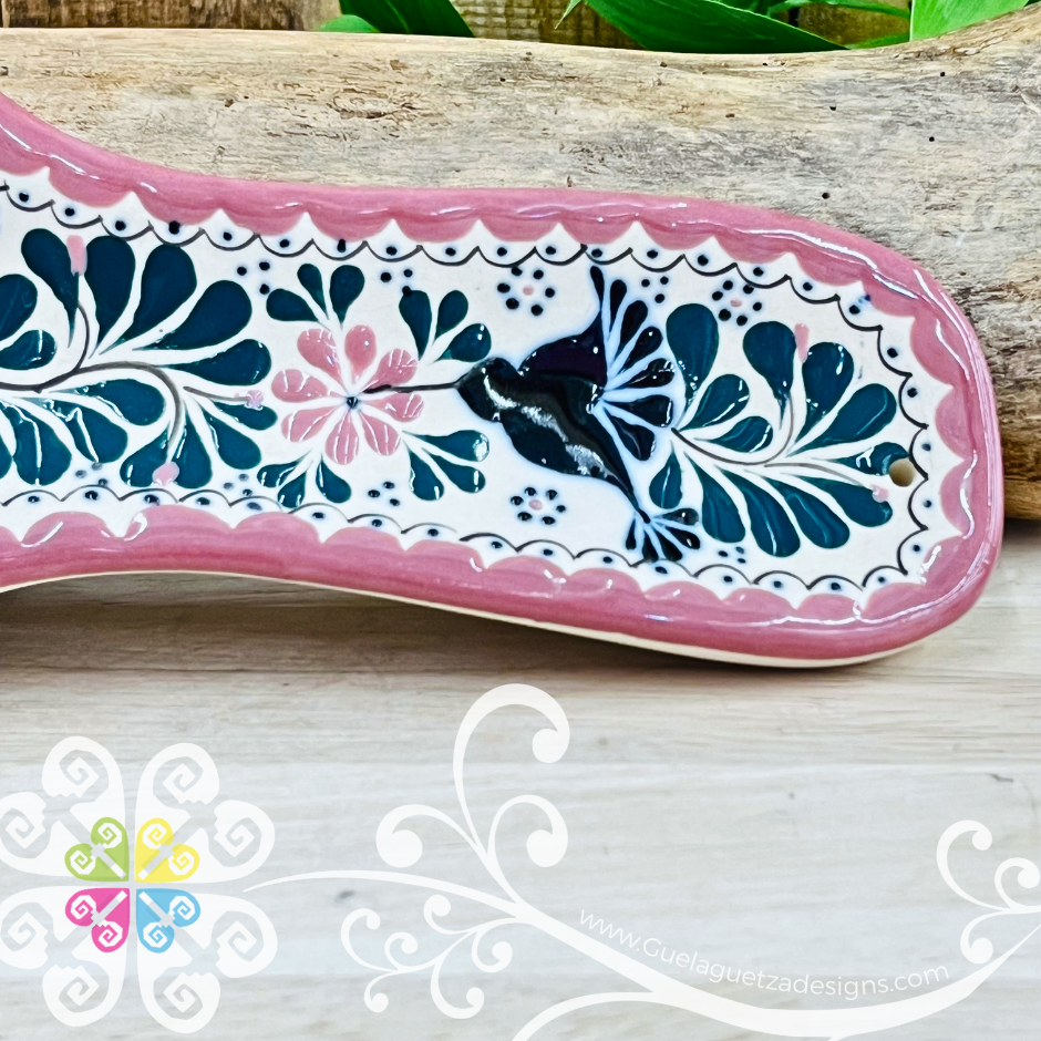 Pink Hummingbird Spoon Rest - Barro Alta Temperatura - Spoon Rest