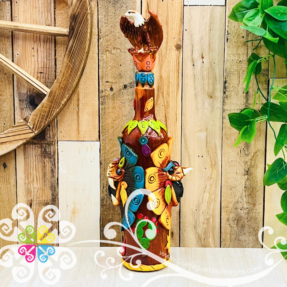 Large Warrior Glass Bottle Container - Epoxy Clay Tequila Glass Bottle