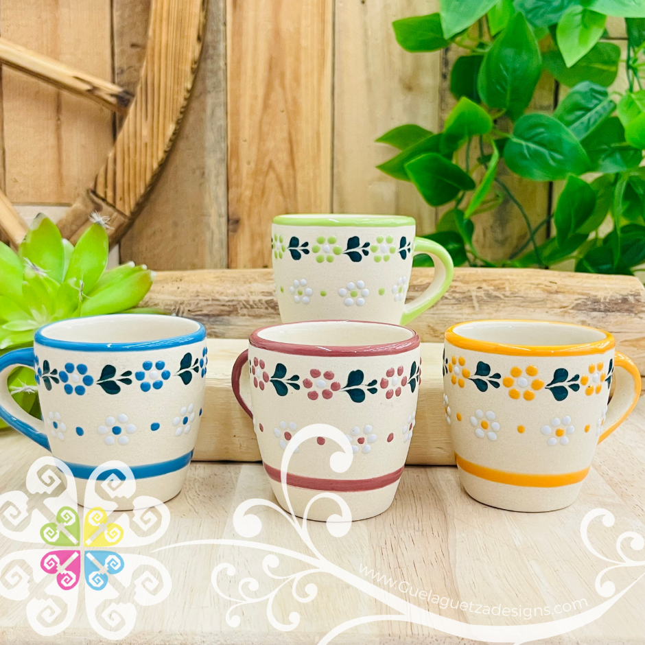 Set of 4 Mini Taza Cono Tequilero - Barro Alta Temperatura - Set of 4 Shot Glasses