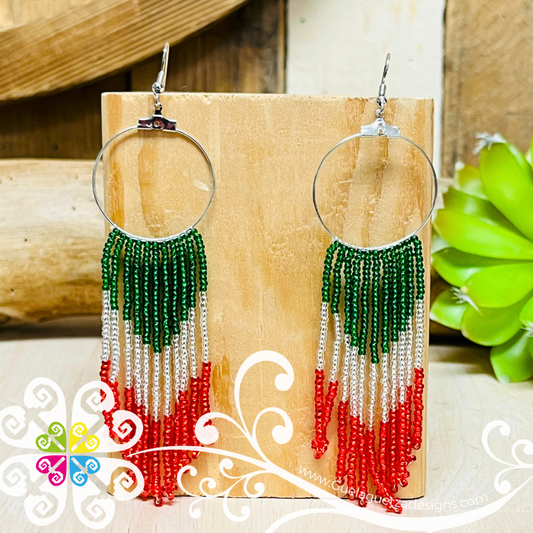 Round Tricolor Beaded Cascade Earrings