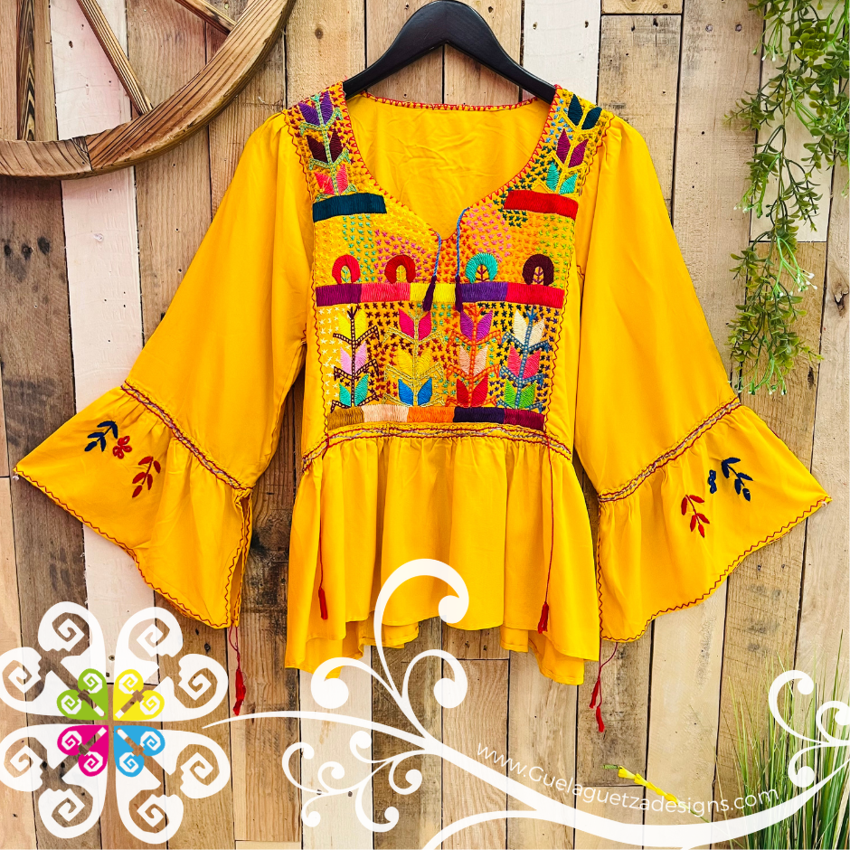 Blusa Chiapas Flores - 3/4 Sleeve Top