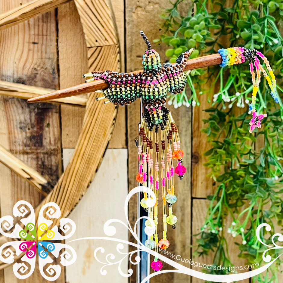 Hummingbird Beaded Hair Brooch