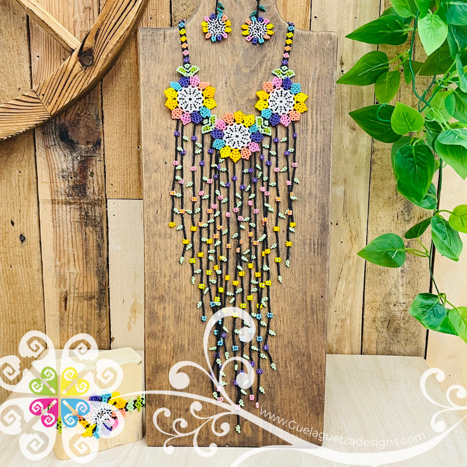 Trio Flower Beaded Necklace Set