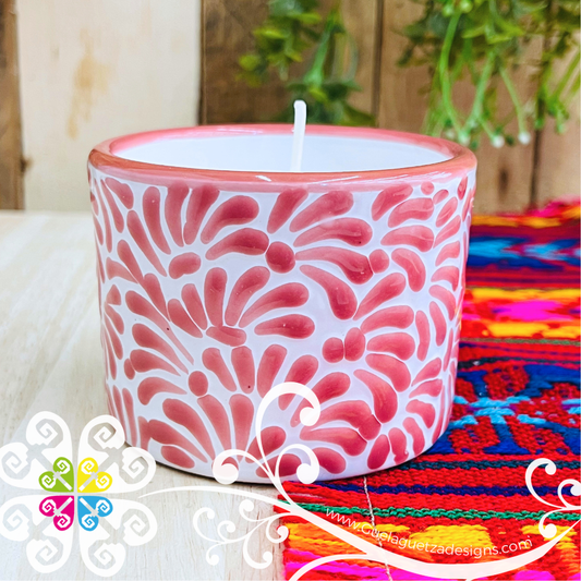 Medium Tazon Pink Talavera Candle - Artisan Candles