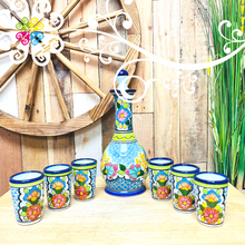 Lime Green Floral Bouquet Talavera Set Tequilero