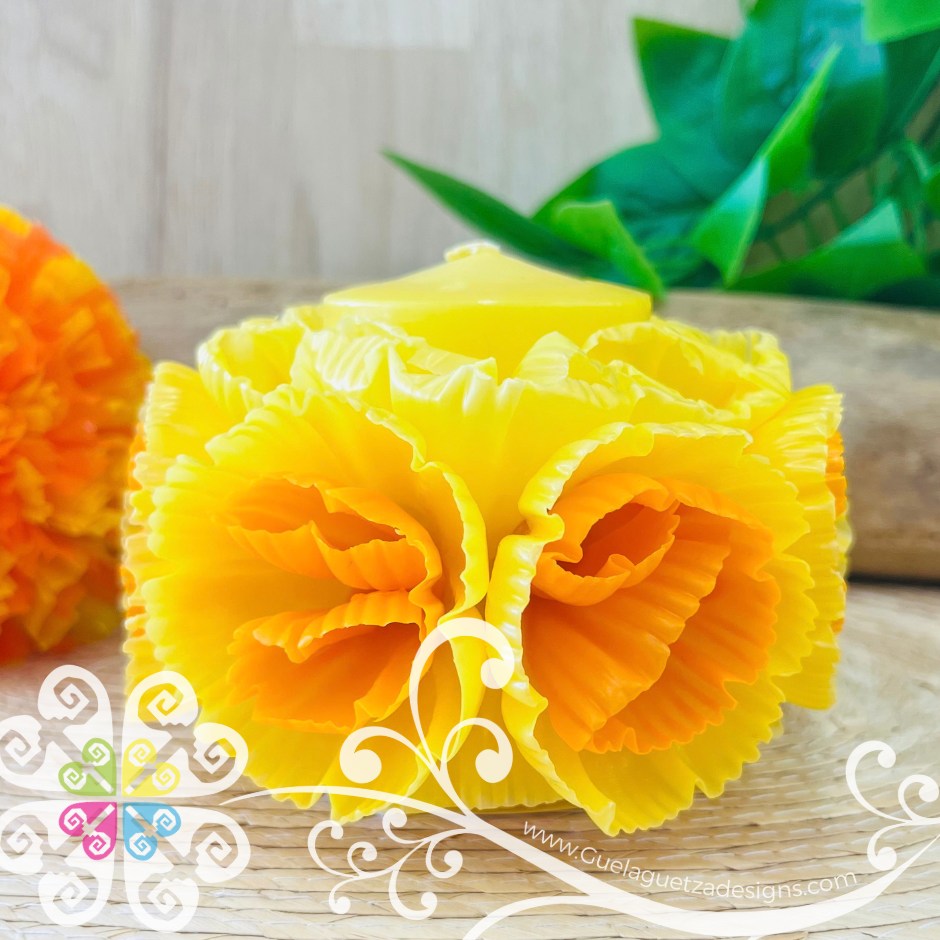 Yellow Cirio Escamado Elegancia Artesanal- Artisan Candles Vedesa