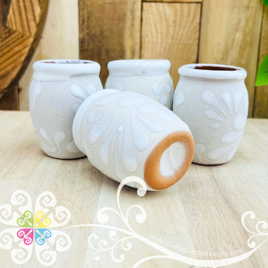 Mi Bautizo - White Espiga Tequilero Barrilito Set - Clay Tequilero Set