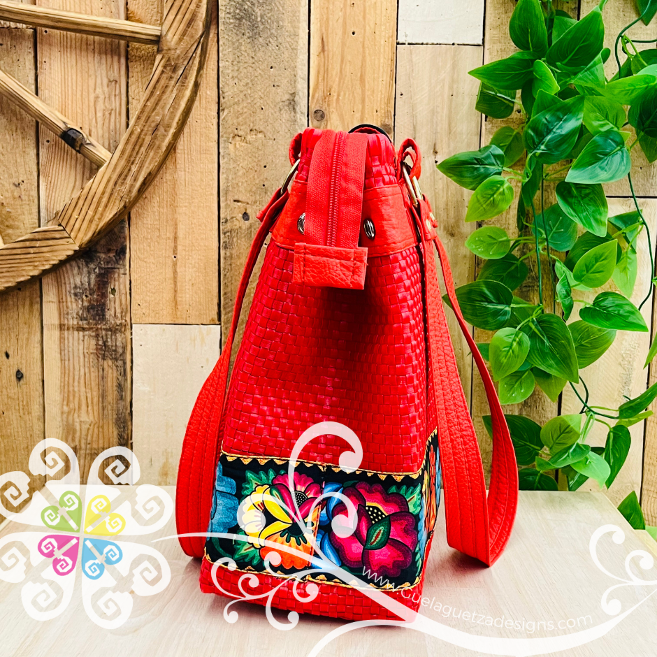 Medium Flor de Tehuana Mexican Purse - Bolsa de Plastico Tejido