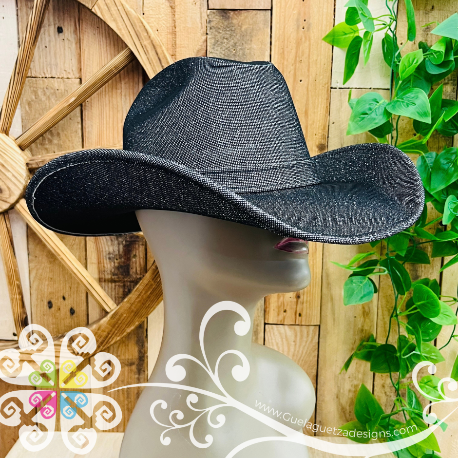 Black with Silver Glitter Cowboy Hat - Unisex Hat