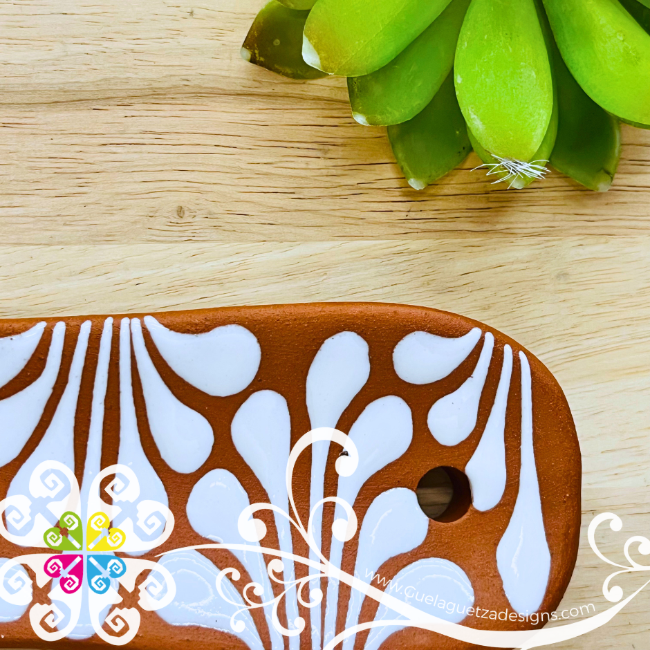 Natural with White Espiga Clay Cucharero - Spoon Holder