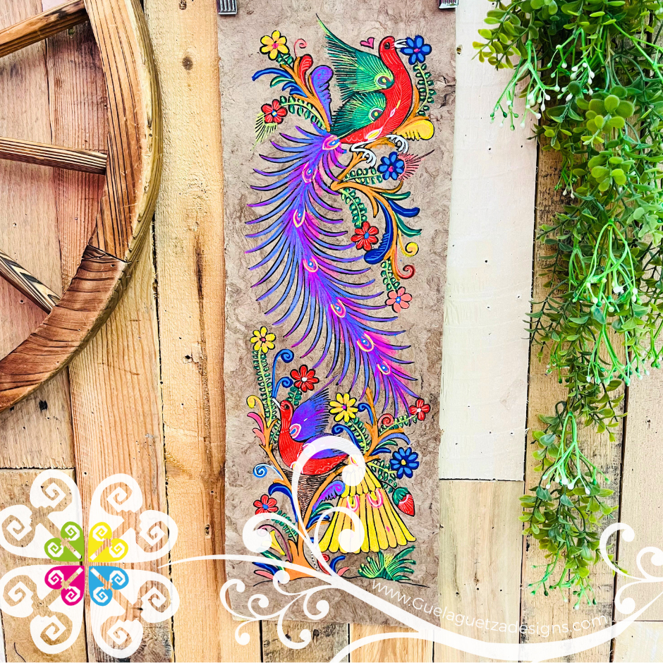 Long Medium Neon Colors Fauna Designs - Amate Paintings