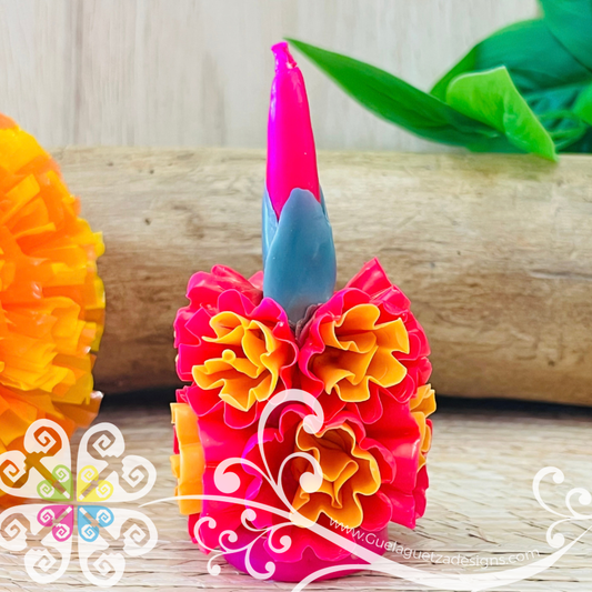 Mini Fuchsia Vela Escamada Elegancia Artesanal- Artisan Candles Vedesa